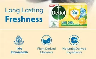 Dettol Lime Fresh (Lime Cool) Bathing Soap Bar with 12hr Freshness (400gm) |Long Lasting Freshness, 100gm Pack of 4