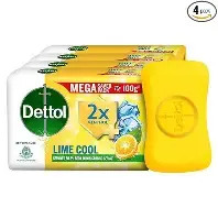 Dettol Lime Fresh (Lime Cool) Bathing Soap Bar with 12hr Freshness (400gm) |Long Lasting Freshness, 100gm Pack of 4