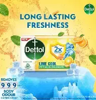 Dettol Lime Fresh (Lime Cool) Bathing Soap Bar with 12hr Freshness (400gm) |Long Lasting Freshness, 100gm Pack of 4